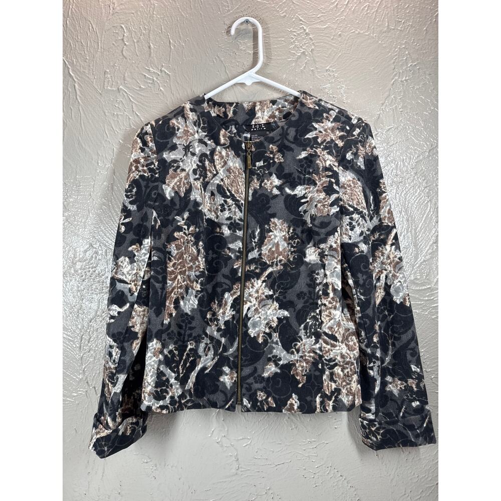 RQT Corduroy Jacket Womens Floral Full Zip Long Sleeve Lightweight Size PS small